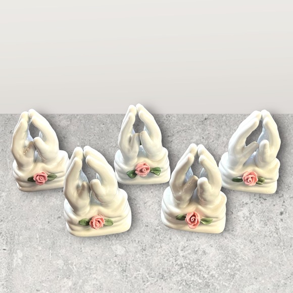 Vintage Lot/5 Praying Hands Ceramic Bundle/5 Centerpiece Craft - Picture 2 of 15